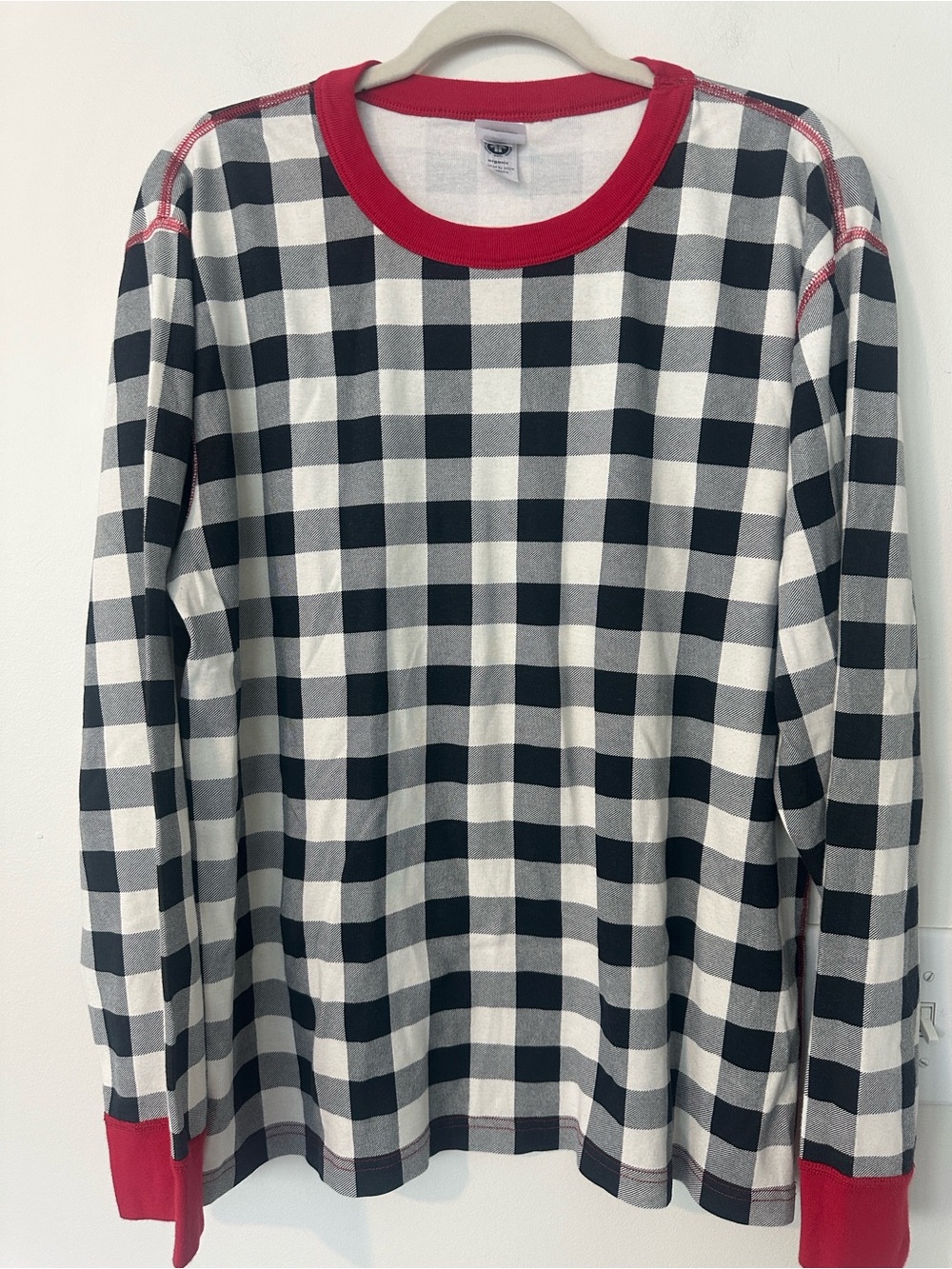 Hanna Anderson Checkered Print Organic Cotton Pajama Top XL
